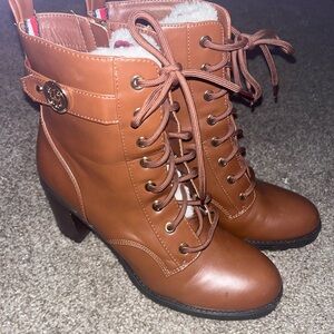 Tommy Hilfiger Brown Heeled Lace-Up Boots
